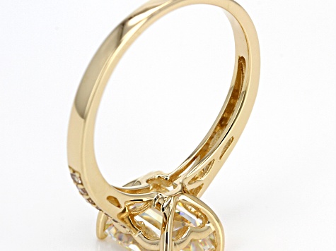 Strontium Titanate And Champagne Diamond 10K Yellow Gold Ring 3.22