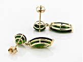 Green Chrome Diopside 10k Yellow Gold Earrings 4.80ctw