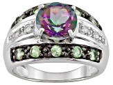 Multi-Color Mystic Topaz Rhodium Over Sterling Silver Ring 2.78ctw