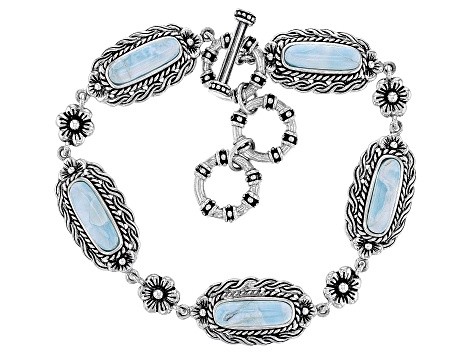 Blue Larimar Sterling Silver Toggle Bracelet