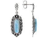 Fancy Cut Cabochon Larimar Sterling Silver Earrings