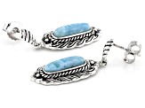 Fancy Cut Cabochon Larimar Sterling Silver Earrings