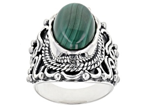 Green Malachite Sterling Silver Ring