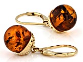 Orange Amber 18k Yellow Gold Over Sterling Silver Earrings