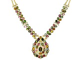 Multi-Tourmaline 18k Yellow Gold Over Silver Necklace 12.49ctw