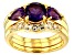 Purple amethyst 18k gold over silver 3-ring set. 2.36ctw