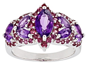 Purple amethyst rhodium over silver ring 2.09ctw