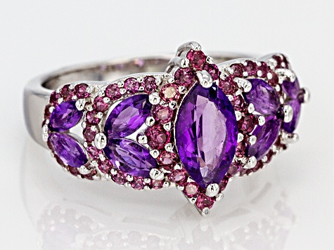 Purple amethyst rhodium over silver ring 2.09ctw