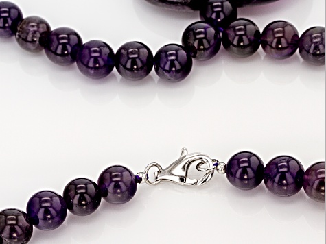 Purple Amethyst Sterling Silver Heart Shape Drop Necklace