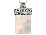 White Mother-Of-Pearl Rhodium Over Sterling Silver Enhancer with Chain