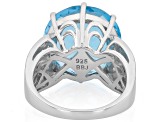 Sky blue topaz rhodium over sterling silver ring 17.21ctw