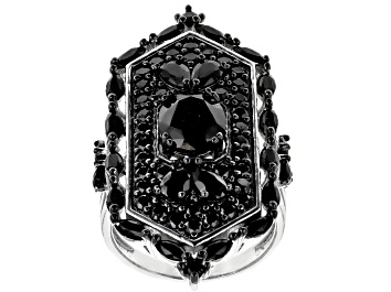 Picture of Black Spinel Rhodium Over Silver Ring 5.96ctw
