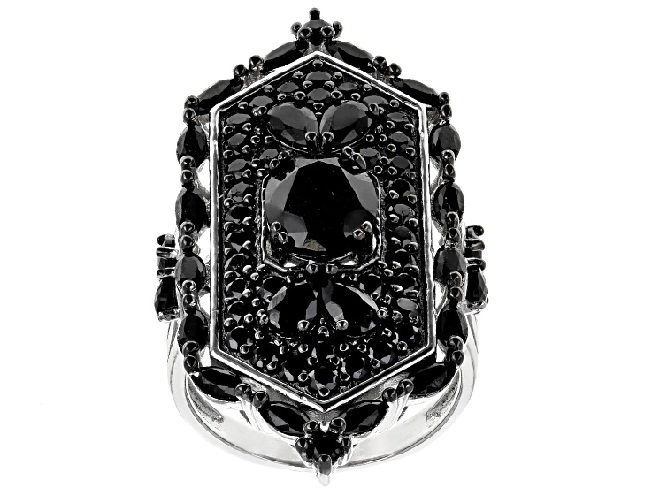 Black Spinel Rhodium Over Silver Ring 5.96ctw - FCH150 | JTV