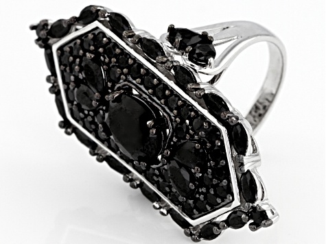 Black Spinel Rhodium Over Silver Ring 5.96ctw - FCH150 | JTV.com