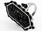Black Spinel Rhodium Over Silver Ring 5.96ctw