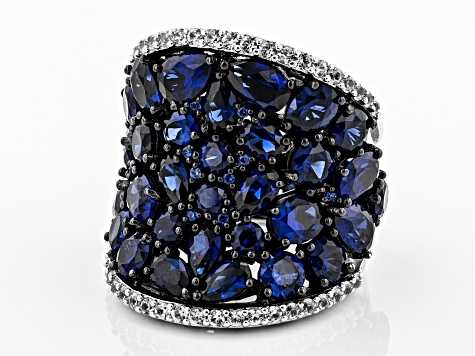 womens lab created blue sapphire sterling silver cocktail ring
