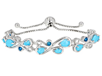 Picture of Blue Sleeping Beauty Turquoise Rhodium over Silver Bolo Bracelet .20ctw