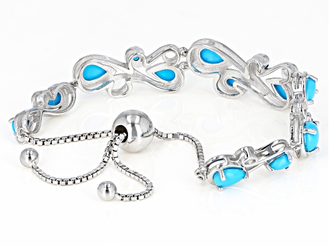 Blue Sleeping Beauty turquoise Rhodium orders Bracelet