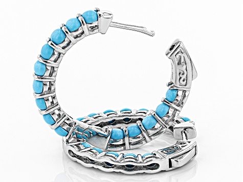 Gemistry Blue Sleeping Beauty Turquoise & Blue Topaz Cluster Lever Back Earrings in Sterling Silver