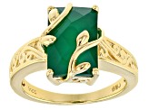 Green Onyx 18k Yellow Gold Over Sterling Silver Ring