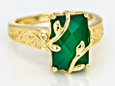 Green Onyx 18k Yellow Gold Over Sterling Silver Ring