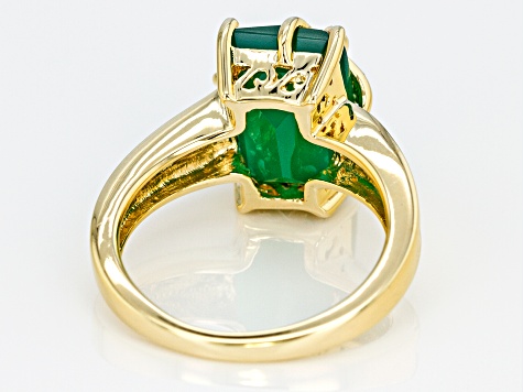 Green Onyx 18k Yellow Gold Over Sterling Silver Ring