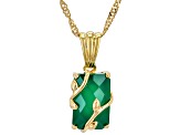 Green Onyx 18k Yellow Gold Over Silver Pendant With Chain