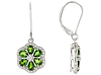 Picture of Green Chrome Diopside Rhodium Over Sterling Silver Earrings 2.08ctw