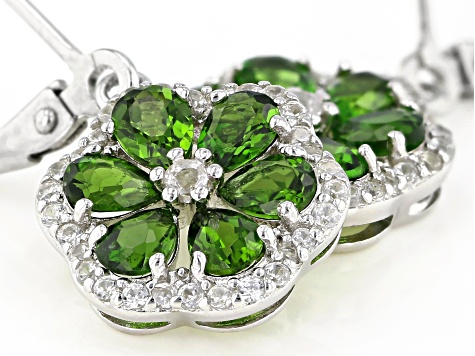 Green Chrome Diopside Rhodium Over Sterling Silver Earrings 2.08ctw