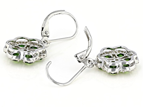 Green Chrome Diopside Rhodium Over Sterling Silver Earrings 2.08ctw