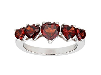Picture of Red Garnet Rhodium Over Sterling Silver Heart Ring 2.20ctw