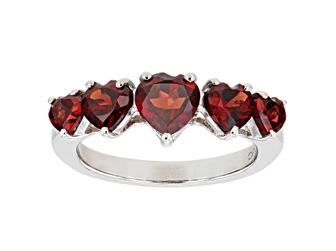 Red Garnet Rhodium Over Sterling Silver Heart Ring 2.20ctw