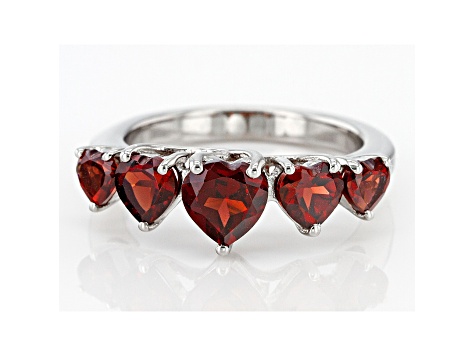 Red Garnet Rhodium Over Sterling Silver Heart Ring 2.20ctw 