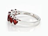 Red Garnet Rhodium Over Sterling Silver Heart Ring 2.20ctw
