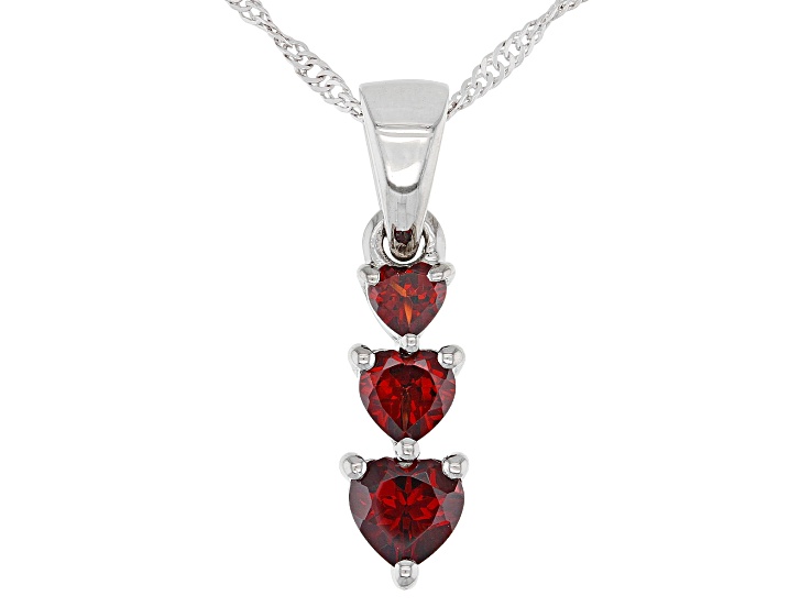 Red Garnet Rhodium Over Sterling Silver Pendant with Chain 1.49ctw