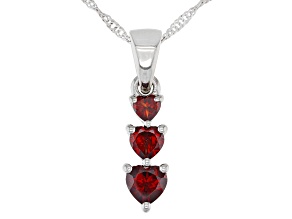Red Garnet Rhodium Over Sterling Silver Pendant with Chain 1.49ctw