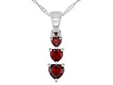 Red Garnet Rhodium Over Sterling Silver Pendant with Chain 1.49ctw