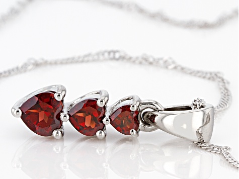 Red Garnet Rhodium Over Sterling Silver Pendant with Chain 1.49ctw