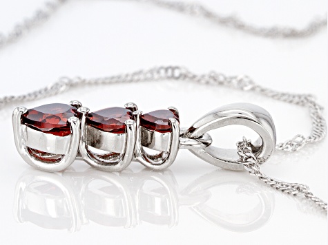 Red Garnet Rhodium Over Sterling Silver Pendant with Chain 1.49ctw