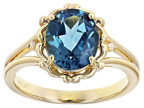 London Blue Topaz 18K Yellow Gold Over Sterling Silver Ring 2.77ctw