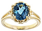 London Blue Topaz 18K Yellow Gold Over Sterling Silver Ring 2.77ctw