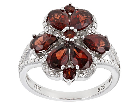 Red Vermelho Garnet™ Rhodium Over Sterling Silver Ring 3.12ctw