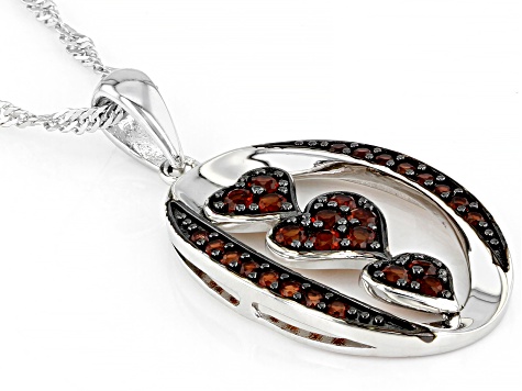 Red Vermelho Garnet™ Rhodium Over Sterling Silver Pendant With Chain .67ctw