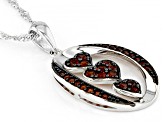Red Vermelho Garnet™ Rhodium Over Sterling Silver Pendant With Chain .67ctw