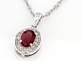 Red Mahaleo Ruby Rhodium Over Sterling Silver Halo Pendant with Chain 1.35ctw