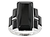Black Spinel Rhodium Over Sterling Silver Ring 14.48ctw