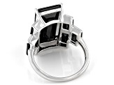 Black Spinel Rhodium Over Sterling Silver Ring 14.48ctw