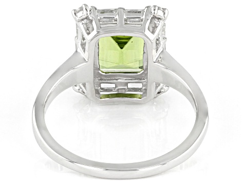 Green Peridot Rhodium Over Sterling Silver Ring 2.68ctw