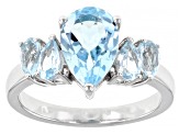 Sky Blue Topaz Rhodium Over Sterling Silver Ring 3.05ctw