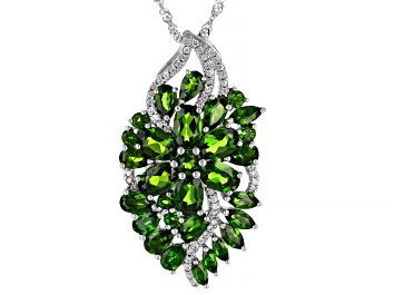Picture of Green Chrome Diopside Rhodium Over Silver Pendant Chain 6.81ctw